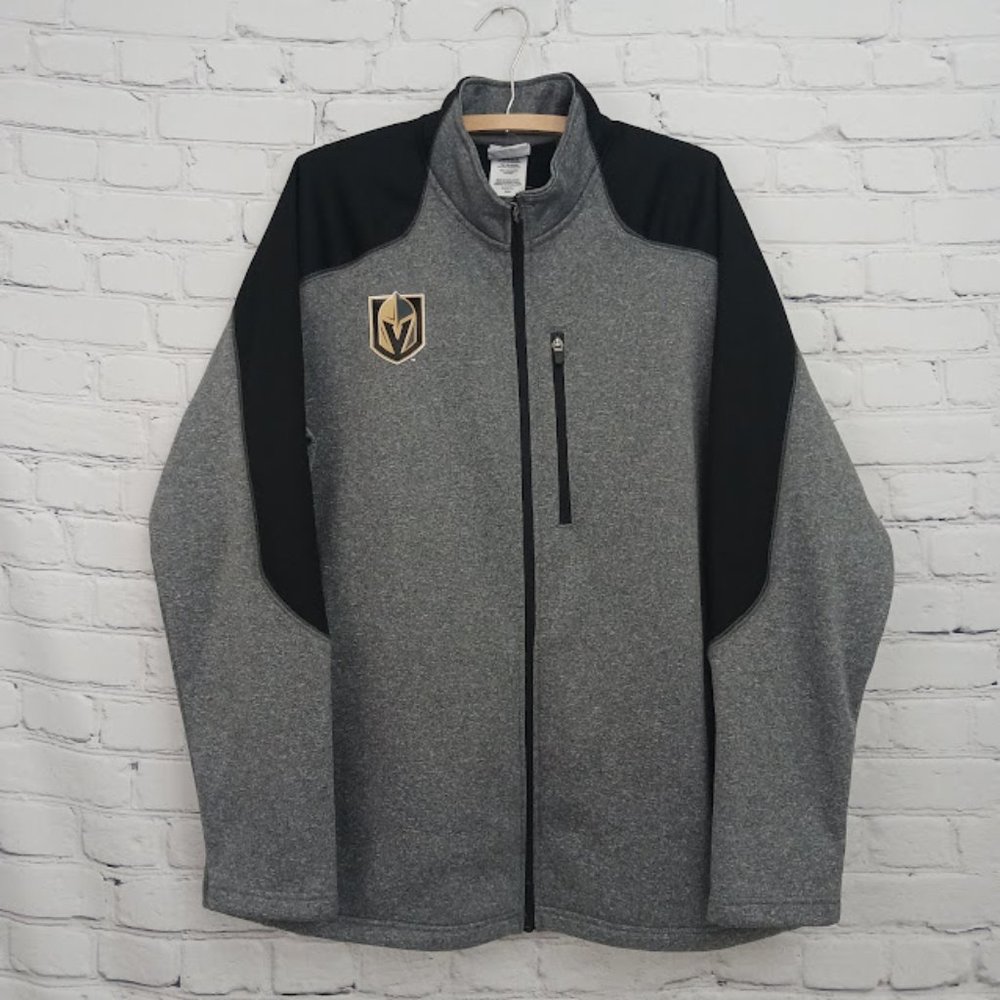 NHL Golden Knights Mens Full Zip Jacket Size XL Gray/Black Logo Embroidered